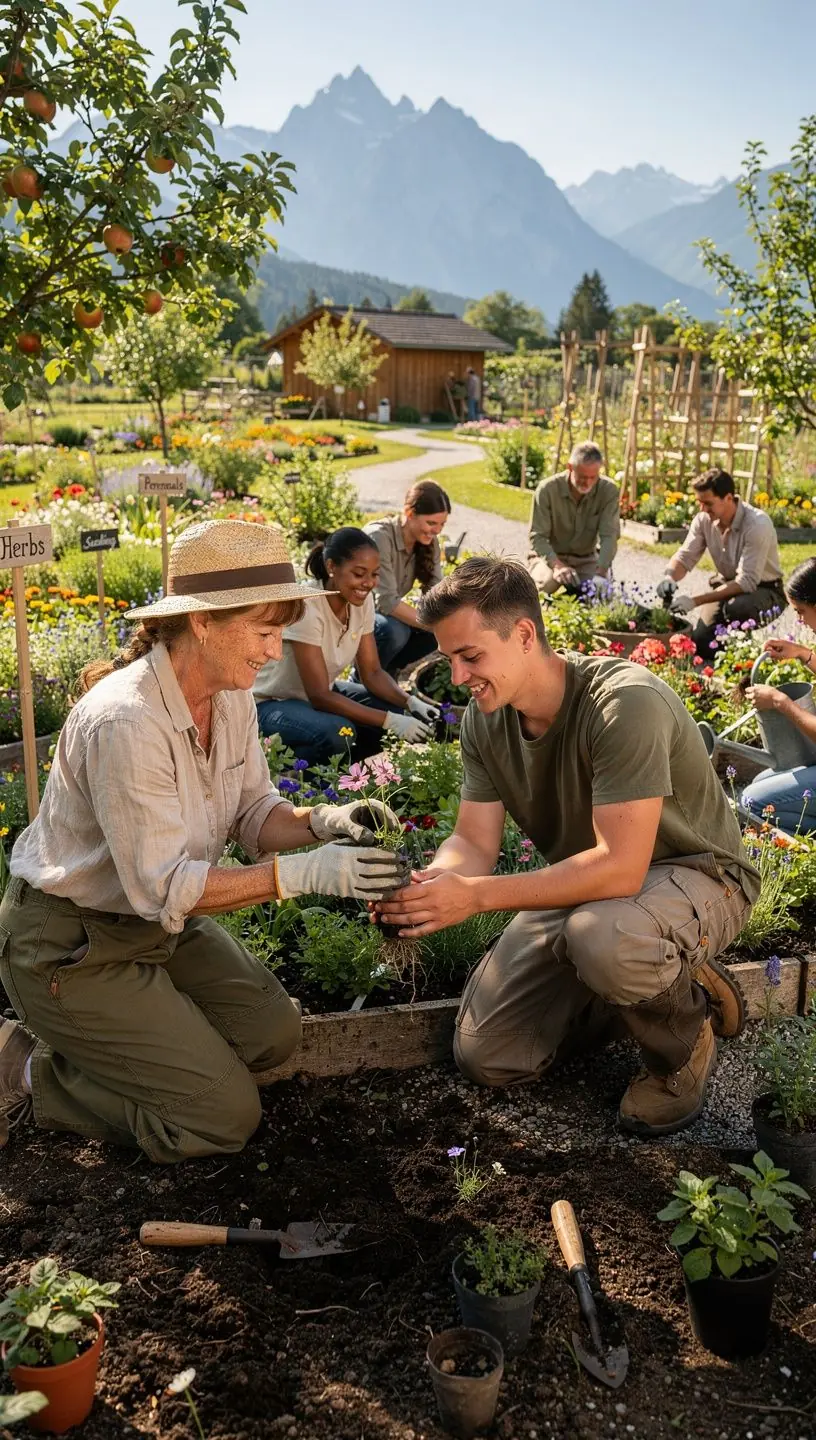 Ein Teilnehmer, der an einem Online-Kurs zur Gartenpflege teilnimmt.